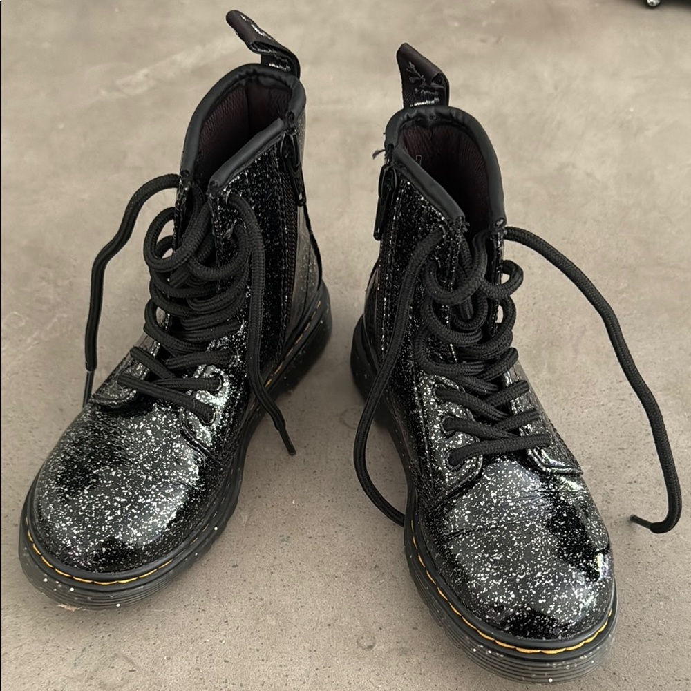 Dr. Martens Kids Black Glitter Boots